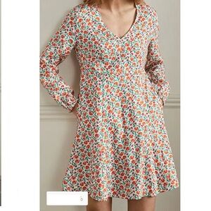 Boden V-neck Flippy Mini Dress Linen Floral Print Size 20